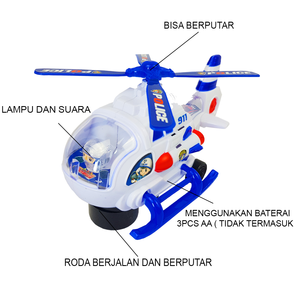 Mainan Anak Helikopter Polisi / Super Helicopter Police Toys 777-27