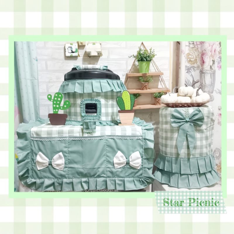 READY GKM Abstrak Sarung Galon Kulkas Magic Com Kotak Kotak Star Picnic / GKM Abstrak Minimalis Scan