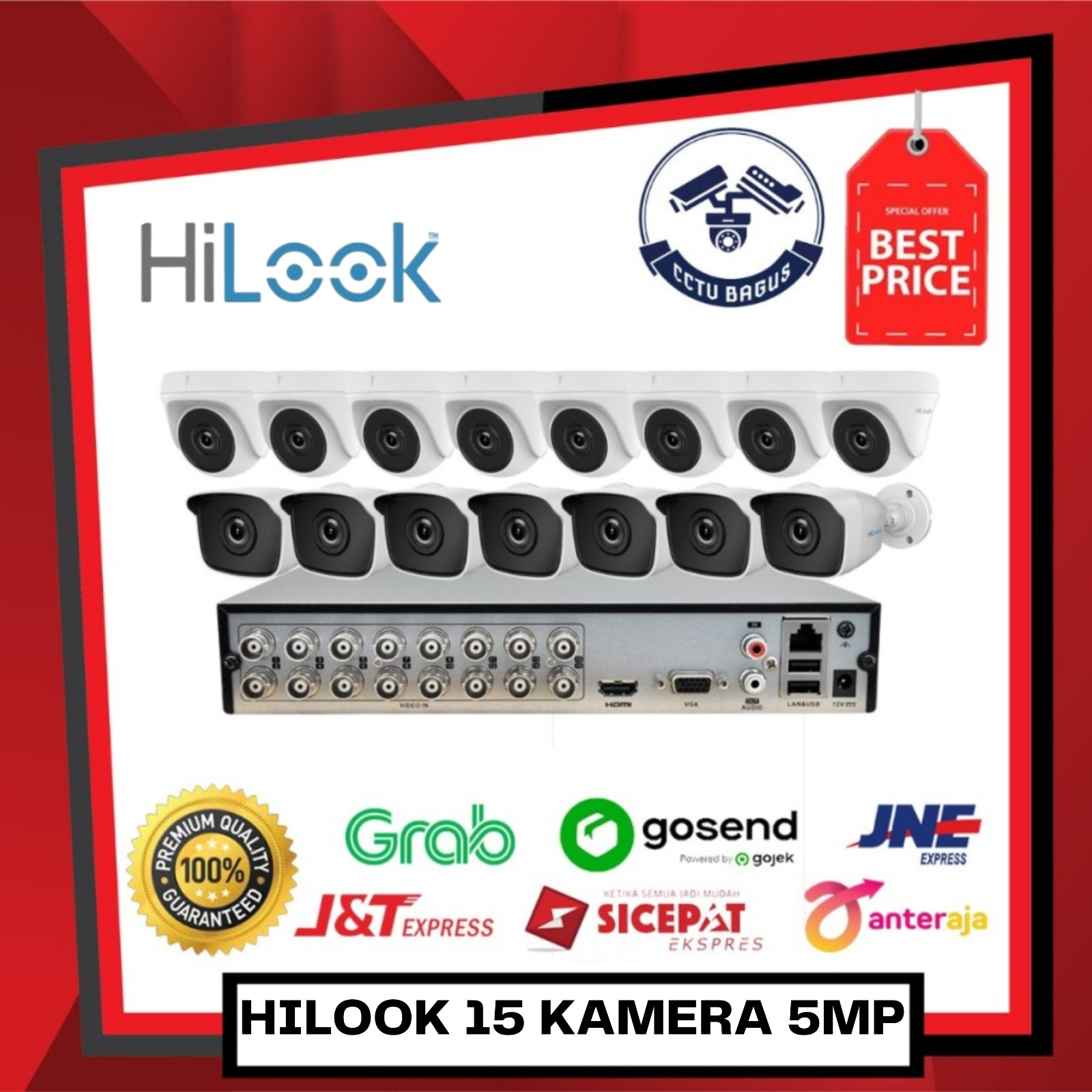 PAKET CCTV HILOOK 15 KAMERA 5MP