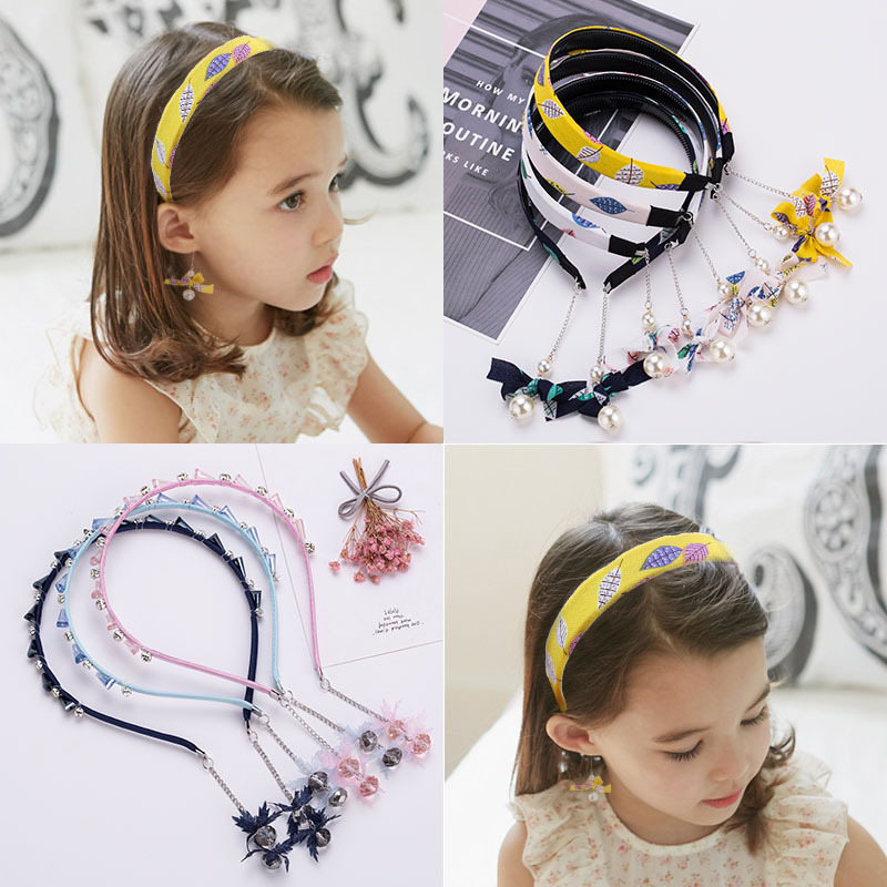 (Hello Girl)B74 Bando Anak Dan Wanita Motif Bando Rumbai Pita Mutiara  Permata Style Korea Import