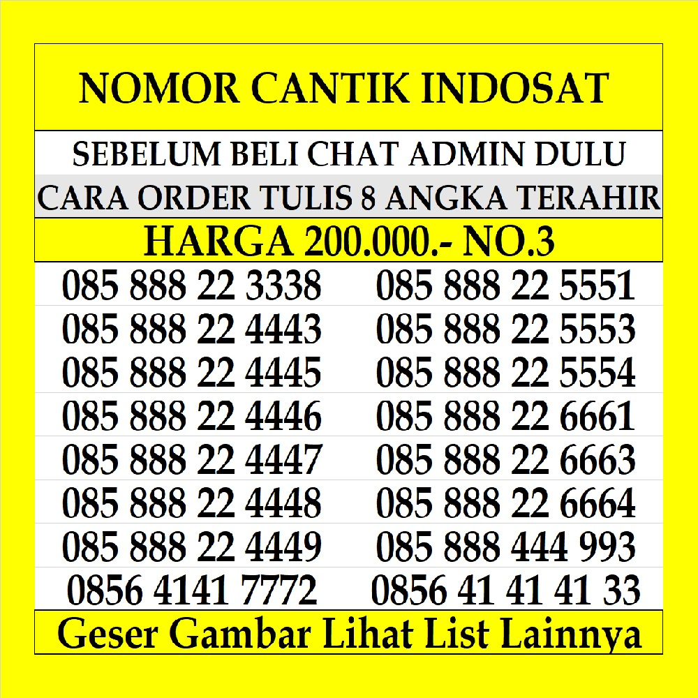 Nomor Cantik Indosat Ooredoo 4G LTE Kartu perdana Prabayar