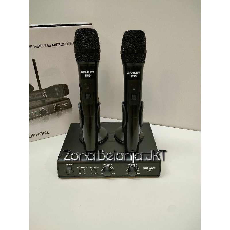 MIC WIRELESS ASHLEY D99 D 99 DUAL MIC HANDLE ORIGINAL