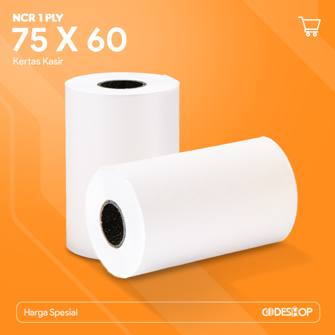 

Codeshop Kertas NCR 1 Ply 75x60mm HVS 1 Roll Struk Putih Dot Matrix