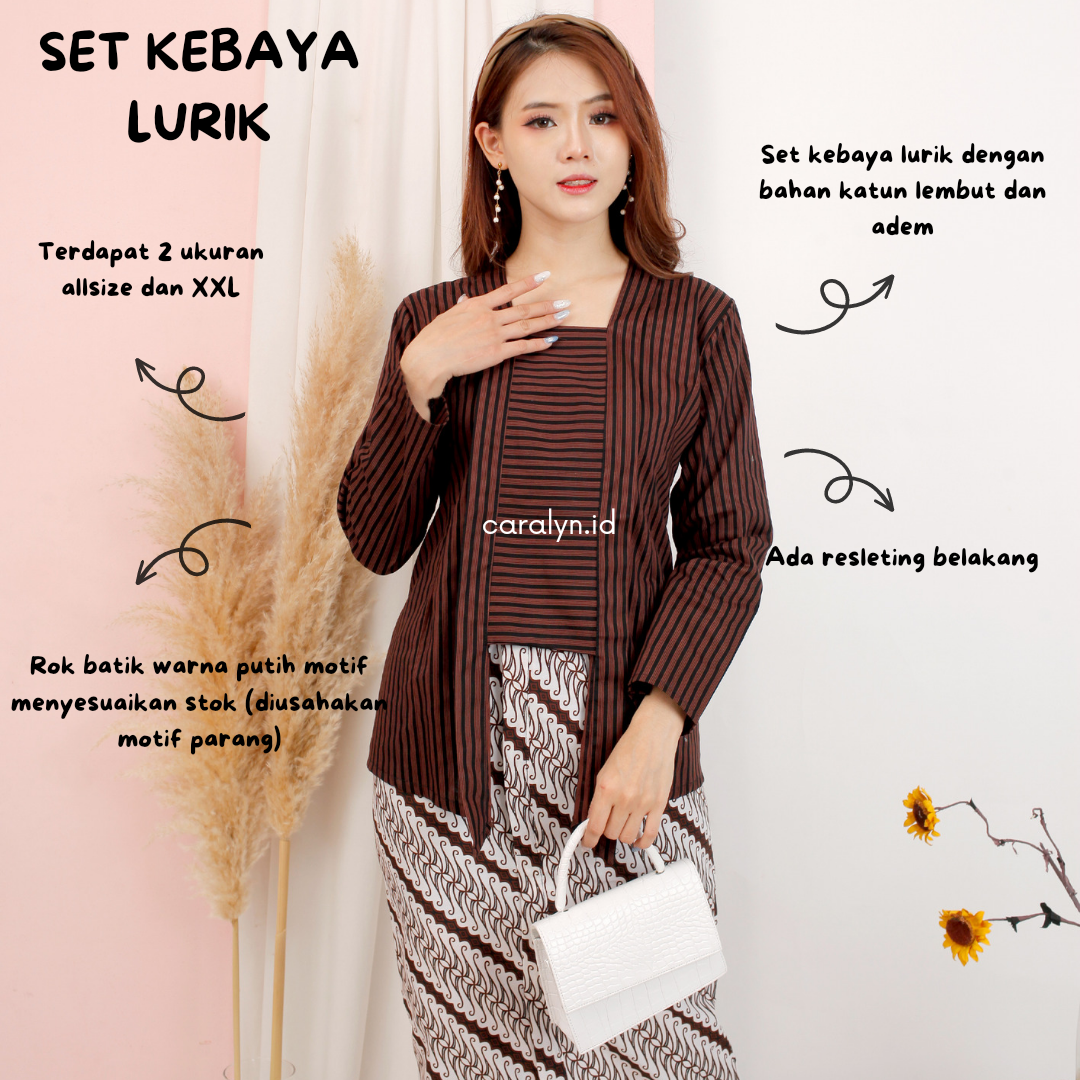 KEBAYA LURIK PEREMPUAN DEWASA TENUN HALUS SET ROK BATIK