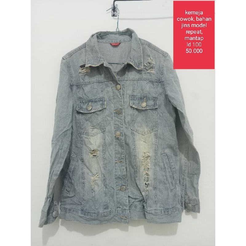 kemeja jins cowok warna blue ice