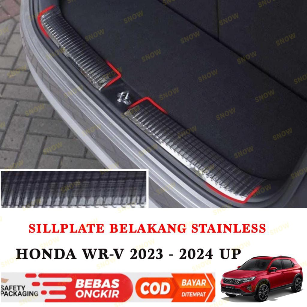 Sillplate Belakang Mobil Honda WRV WR-V 2022 2023 2024 Stainless Hitam