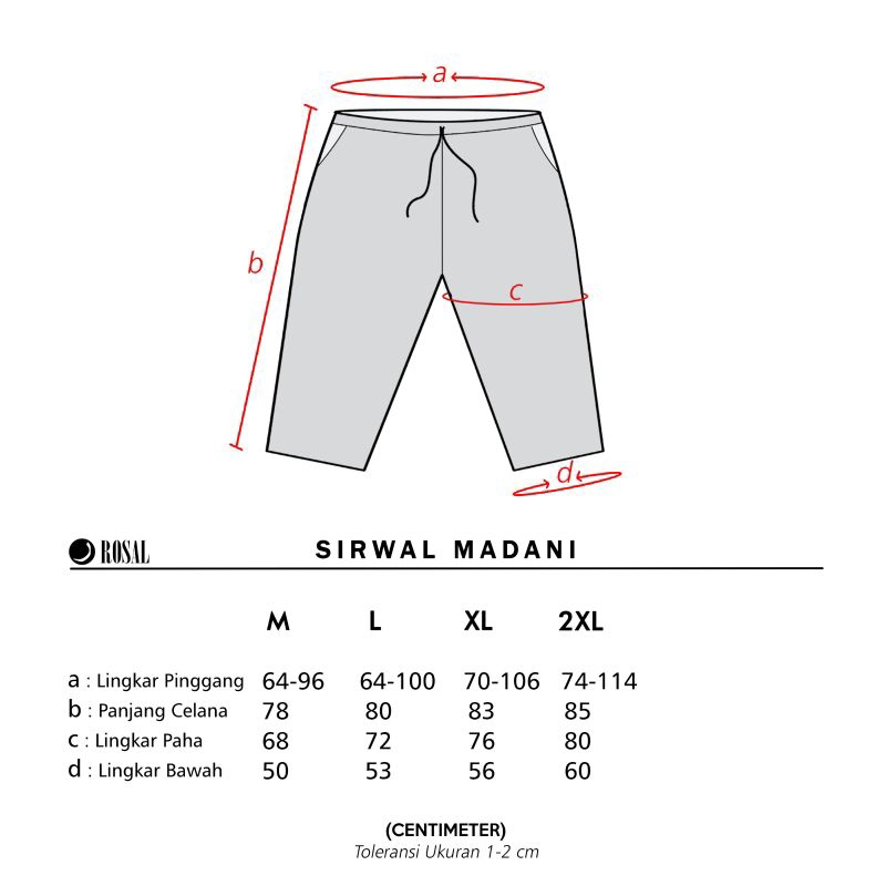 Sirwal Madani Rosal Celana Cingkrang Pria Dewasa Polos