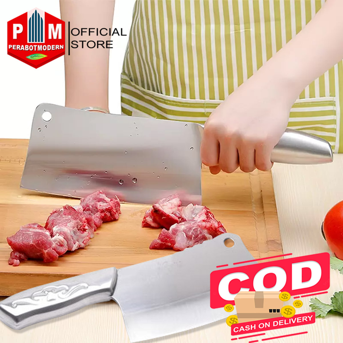 Pisau Dapur Besar Stainless / Golok Stainless / Pisau Dapur Cincang / pisau daging steak qurban kurban daging tulang ayam sapi kambing tajam anti karat pencacah pencincang