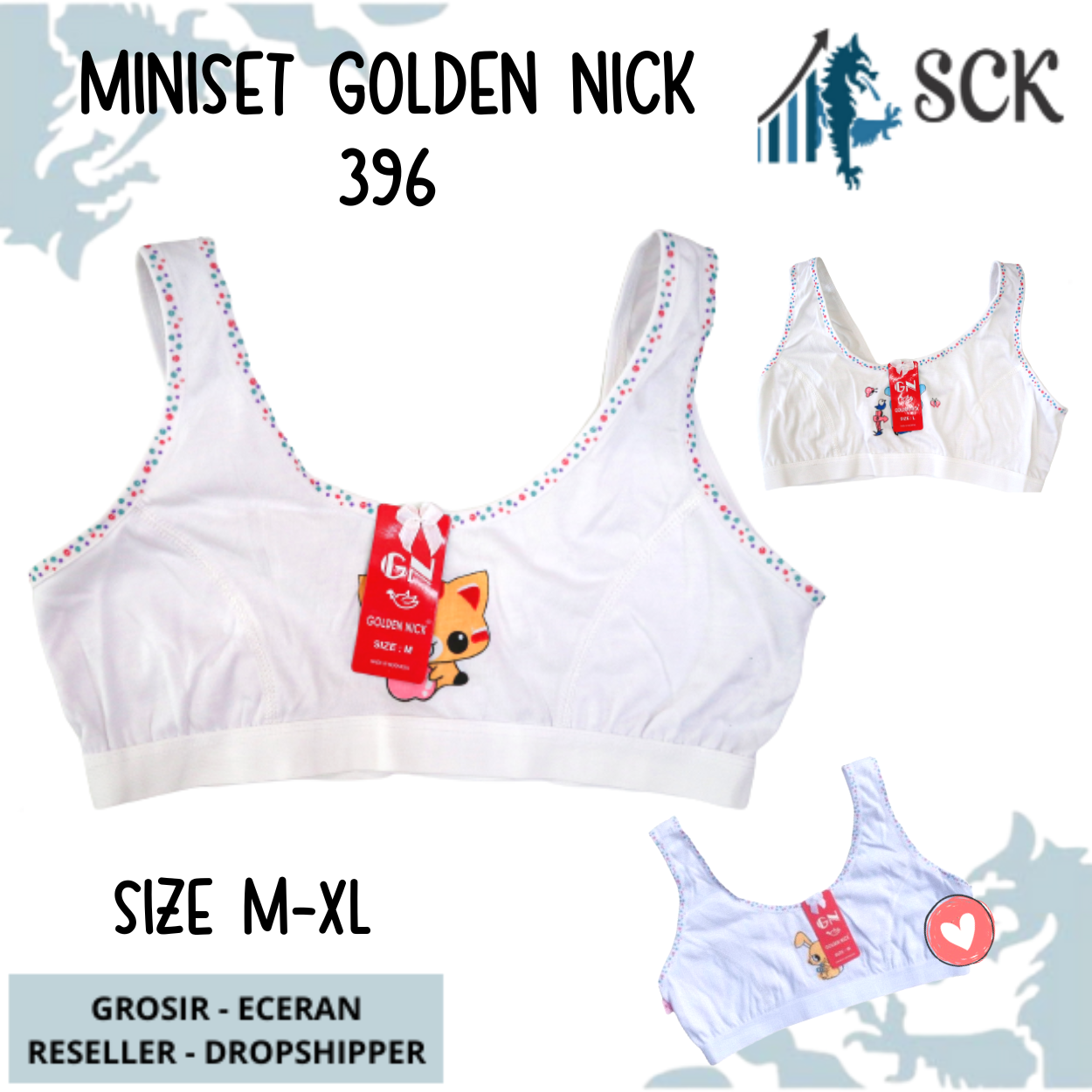 [ISI 1] Miniset GOLDEN NICK SA 396 Polos / Training BH Abg Putih / Pakaian Dalam Anak Perempuan Remaja - sckmenwear GROSIR