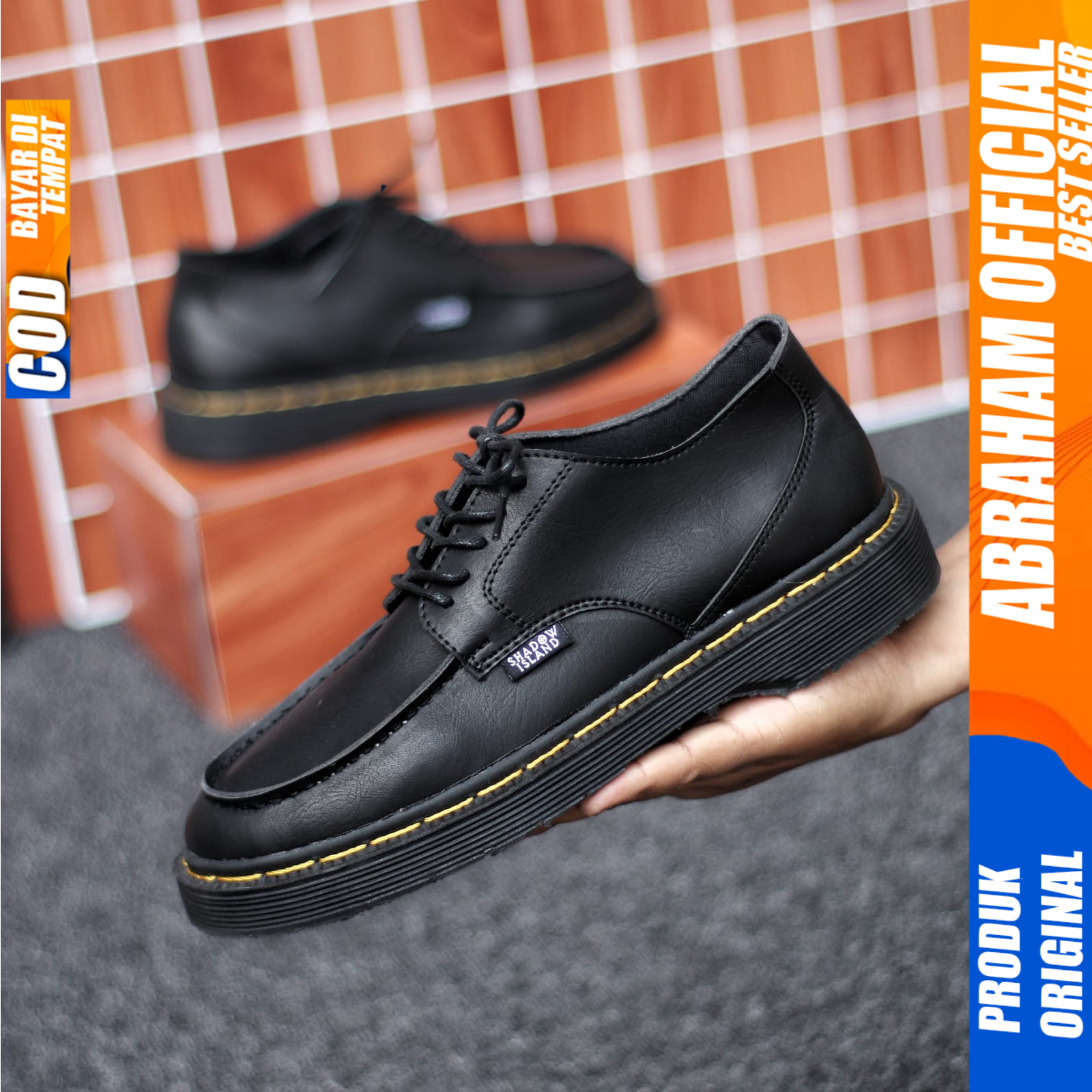 Sepatu Docmart Pria Casual Formal Pantofel Kulit Kerja Hitam