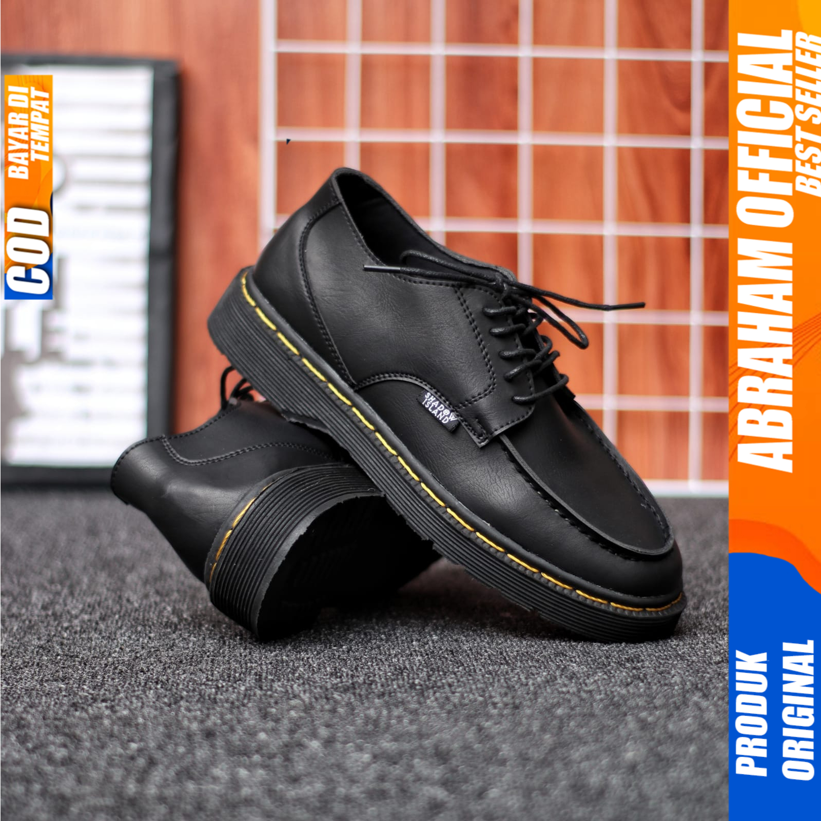 Sepatu Docmart Pria Casual Formal Pantofel Kulit Kerja Hitam