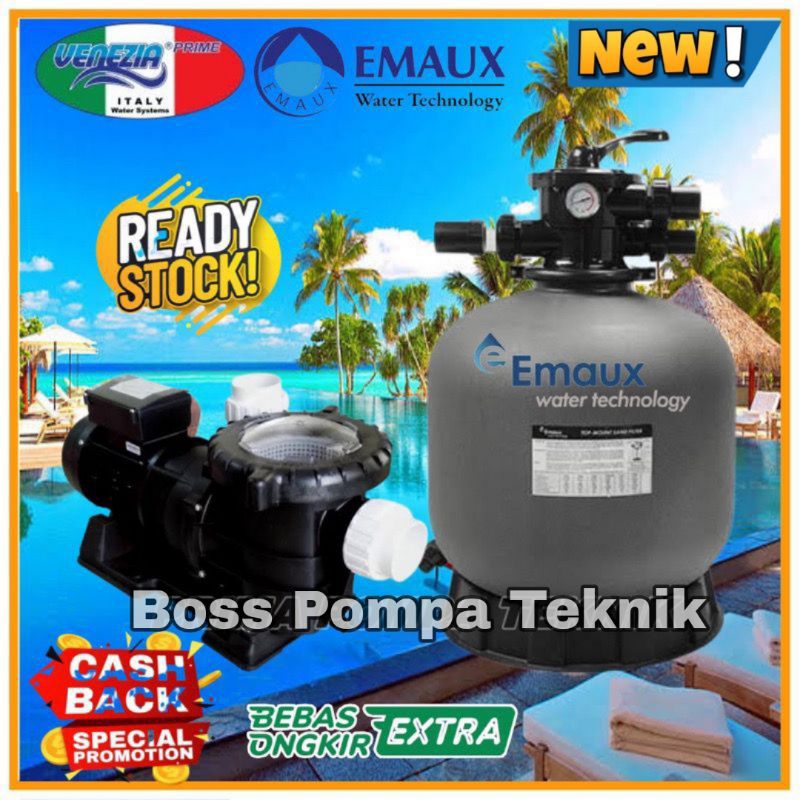 paket Kolam Renang 2hp + Filter 21 inch Paket pompa Kolam renang 2hp plus sand filter emaux 21" Pake