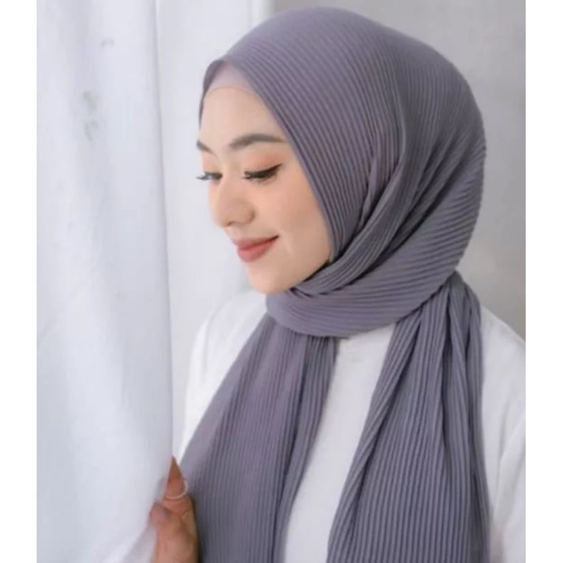 Pashmina Plisket Ceruty Baby Doll / Hafsah Pleated Shawl Full No Garis Tengah