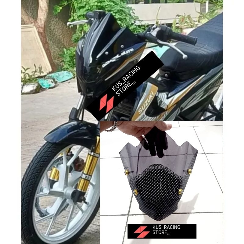 Visor Variasi Satria Fu Facelift 2014 - 2015 Carbon  Smoke Terbaru Model Jenong