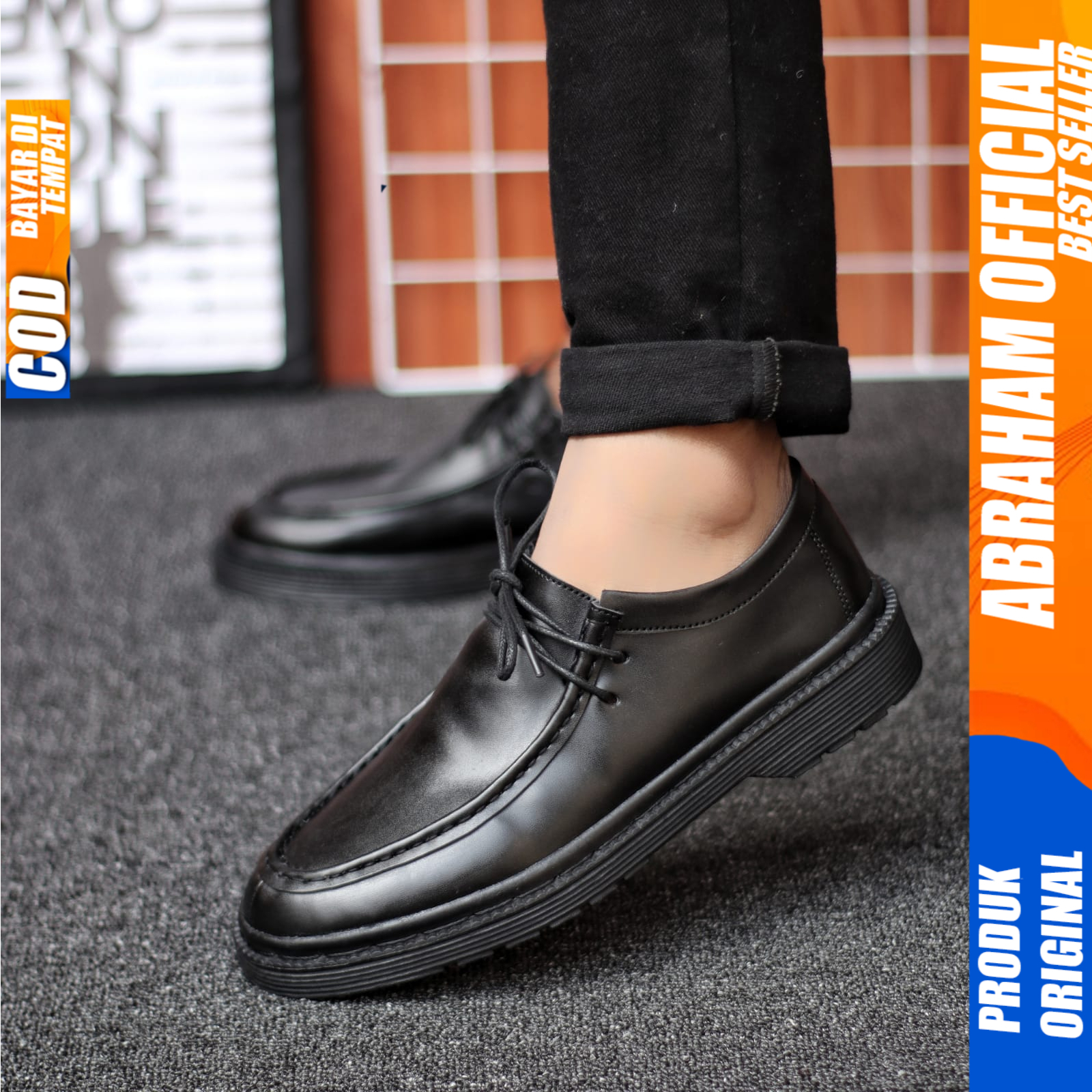 Sepatu Pria Casual Formal Pantofel Chuncky Kerja Pria Hitam