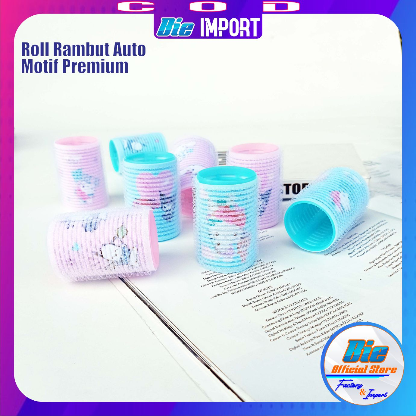 Roll Rambut Motif Size Jumbo Otomatis Nempel Premium Impor Best Seller