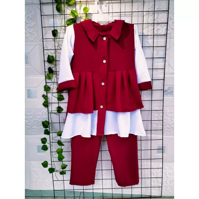 setelan anak perempuan crinkle viral 2-12 tahun/setelan tunik kids AMANDA CRINKLE/busana muslim anak