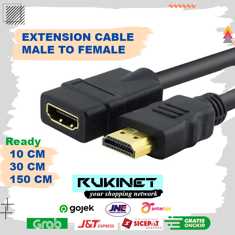 Kabel HDTV Extension Sambungan Male to Female 10cm 30cm 150cm HDmi