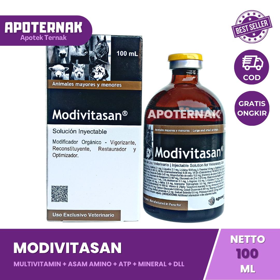 MODIVITASAN 100 ml | Multivitamin Lengkap dengan Asam Amino ATP Lysin Methionine Threonine Zinc Penguat Otot