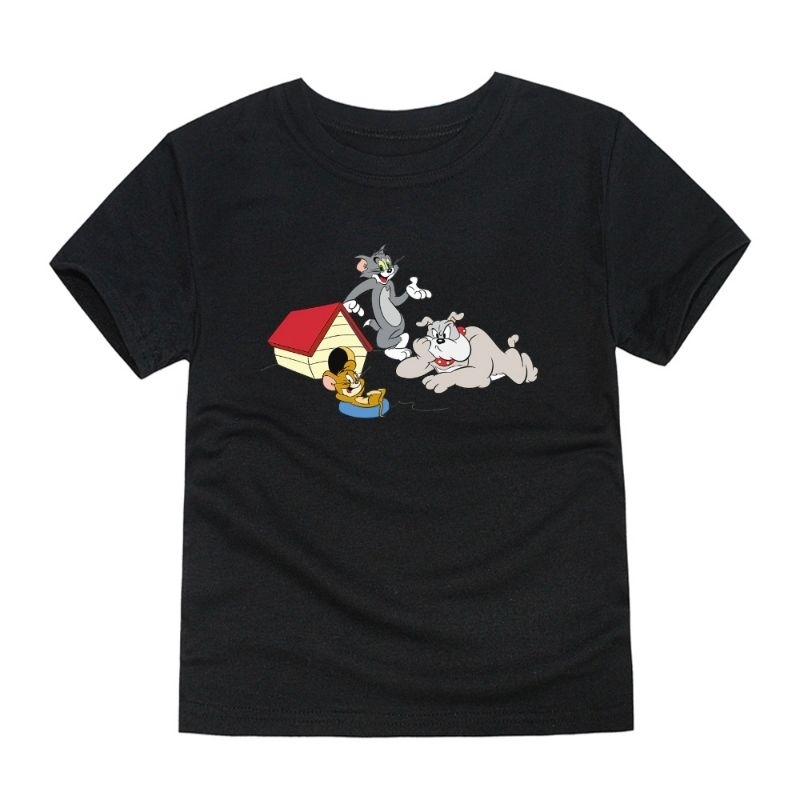 Baju Anak Unisex Lengan Pendek Kaos Anak Tom&amp;Jerry Dog Atasan Oblong Anak 2-16Th Tshirt Kids Cod