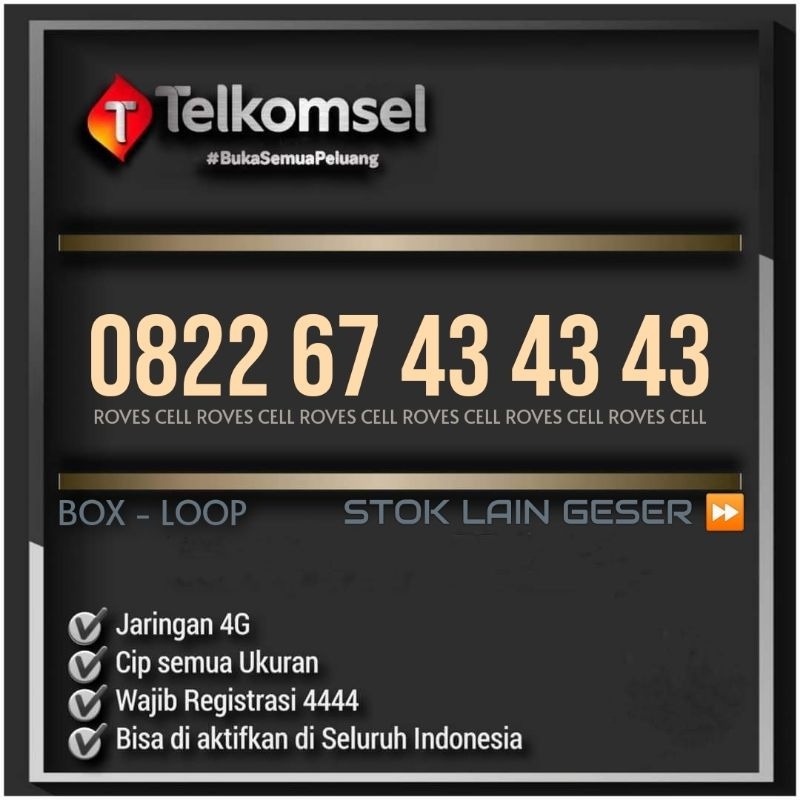 NOMOR CANTIK TELKOMSEL 4G LTE KARTU LOOP SERI TRIPLE AB 565656 434343 TRIPEL ABABAB 56 56 56 43 43 43