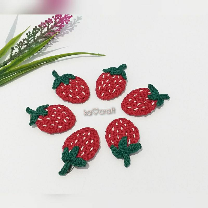 1 set Jepit rambut strawberry/jepit rambut rajut handmade