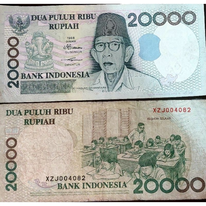 Uang kertas lama pecahan 20.000 Tahun1998