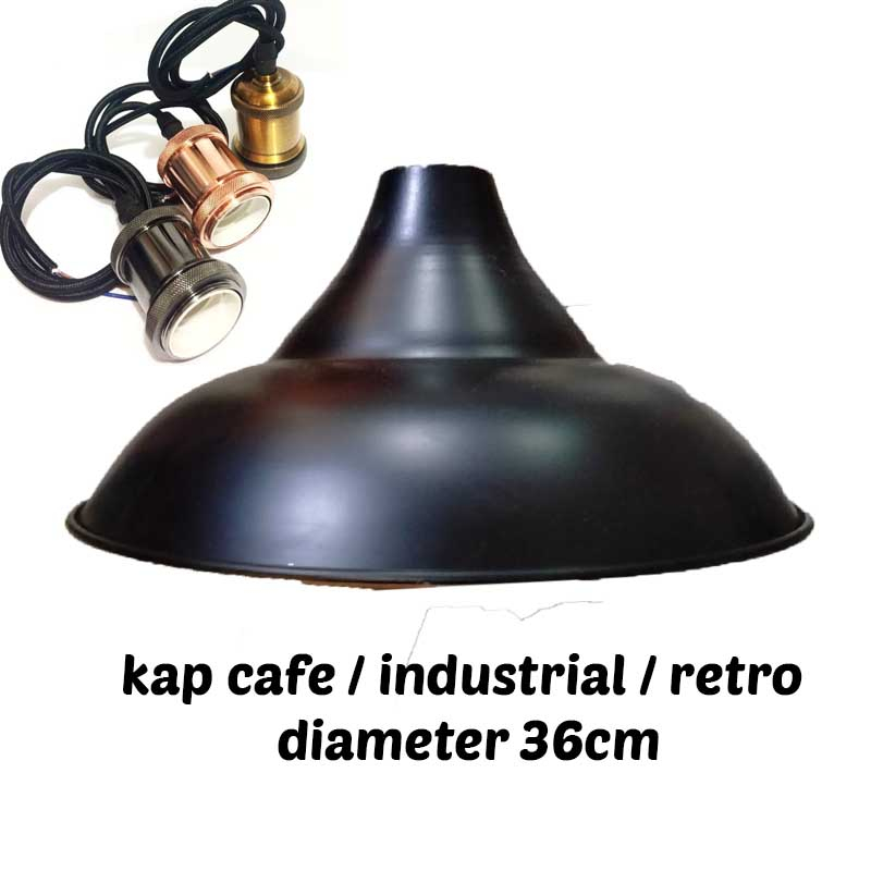 KAP LAMPU GANTUNG / KAP LAMPU CAFE AESTHETIC / RETRO BODY HITAM