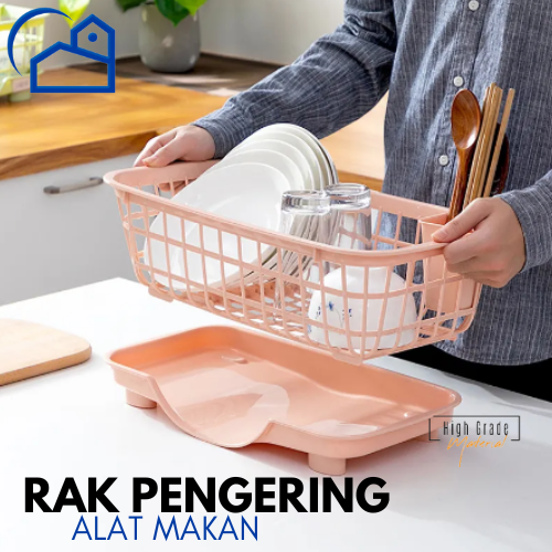 Rak Pengering Piring Buah Sayur Plastik Dish Drain Basket Rak Pengering Piring Wastafel Tatakan Piring Basah Cuci Piring Drainer Rack