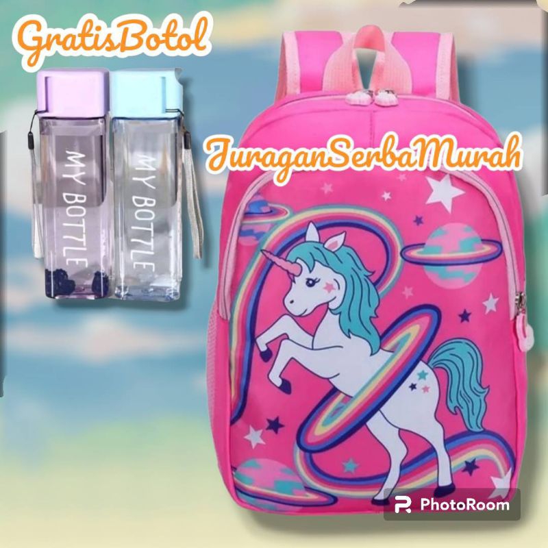 Tas Ransel Sekolah Perempuan TK SD Gtatis Botol
