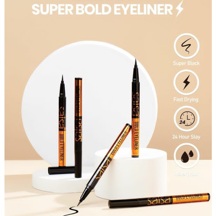 READY STOCK | SALSA Bold Eyeliner | Super Black Waterproof Pen Eyeliner 3ml | Original Product