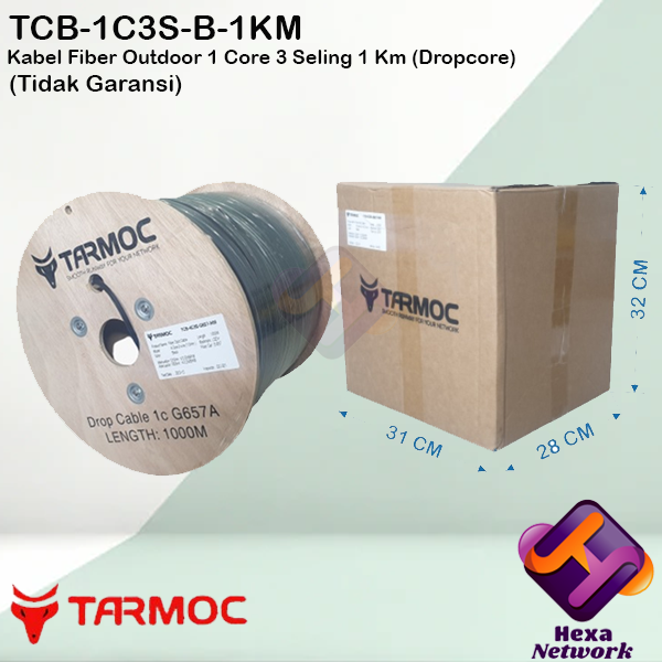 Tarmoc Dropcore Cable FO 1 CORE 3 SELING 1000m | Kabel FO Drop Core 1 Core 3 Sling SM