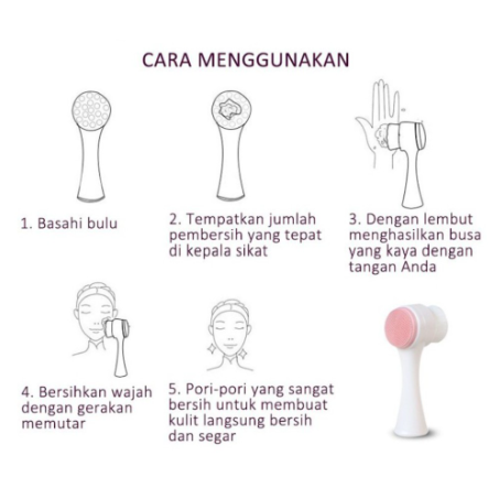 Sikat Pembersih Cuci Muka 2 Sisi Facial Brush 2in1 Sikat Pijat Wajah Silicone Brush