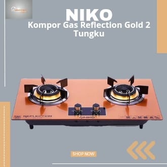 NIKO Kompor Gas Reflection Gold 2 Tungku Tanam Kaca