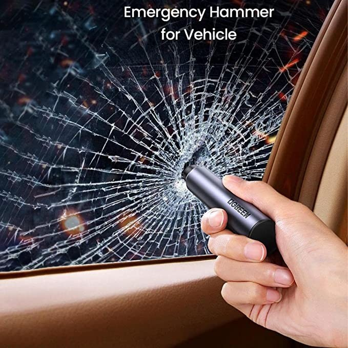UGREEN Emergency Hammer For Vehicle With Cutter Alat Pemecah Darurat Kaca Mobil Pemotong Seat Belt 80541