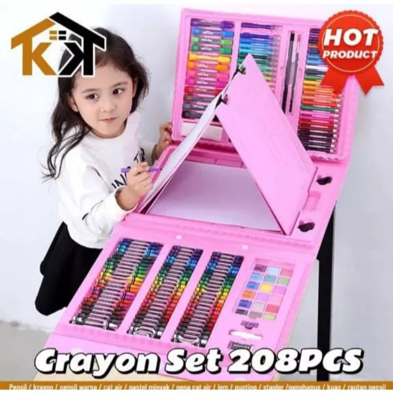 

Crayon Anak 208 pcs Set Alat Menggambar Melukis Anak-anak Crayon Cat / Crayon cat Air