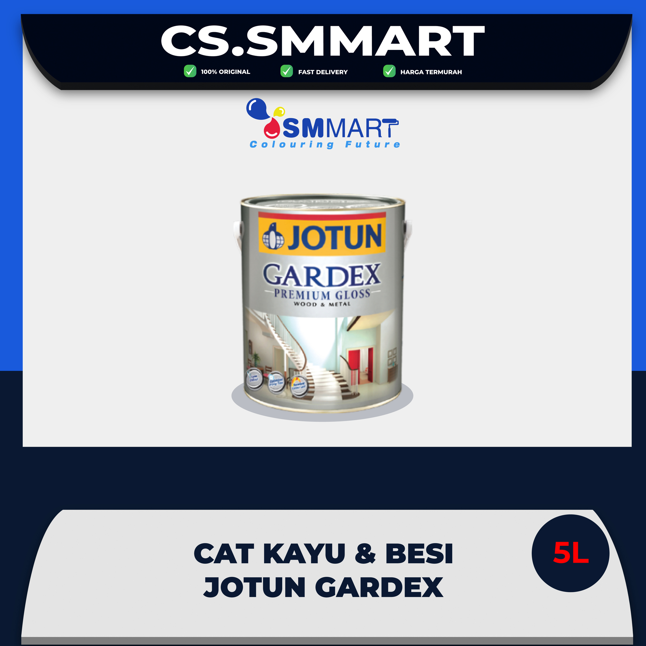 Cat Kayu &amp; Besi JOTUN GARDEX Premium Gloss Putih / Tinting 5 LITER