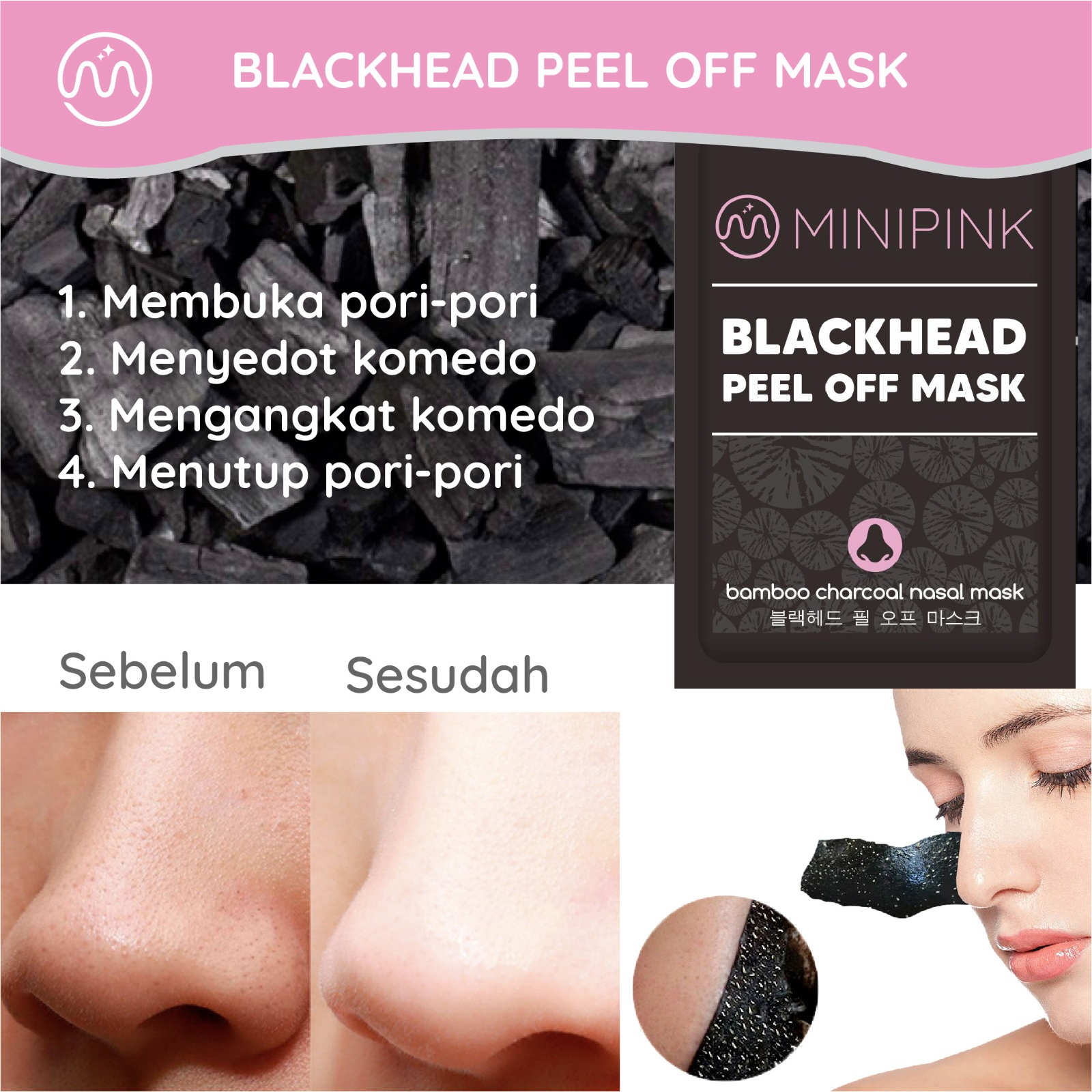 MINIPINK Masker Komedo Black Head Remover Peel Off Sachet MP002