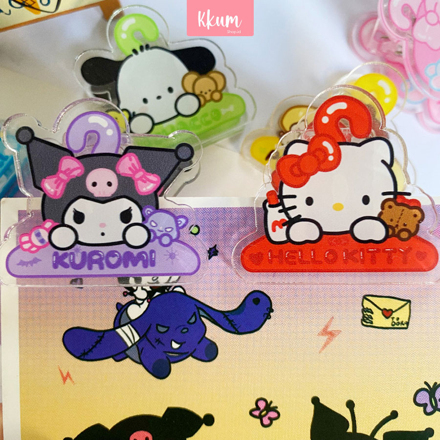 Klip penjepit kertas sanrio/ Transparant paper clip bening dokumen