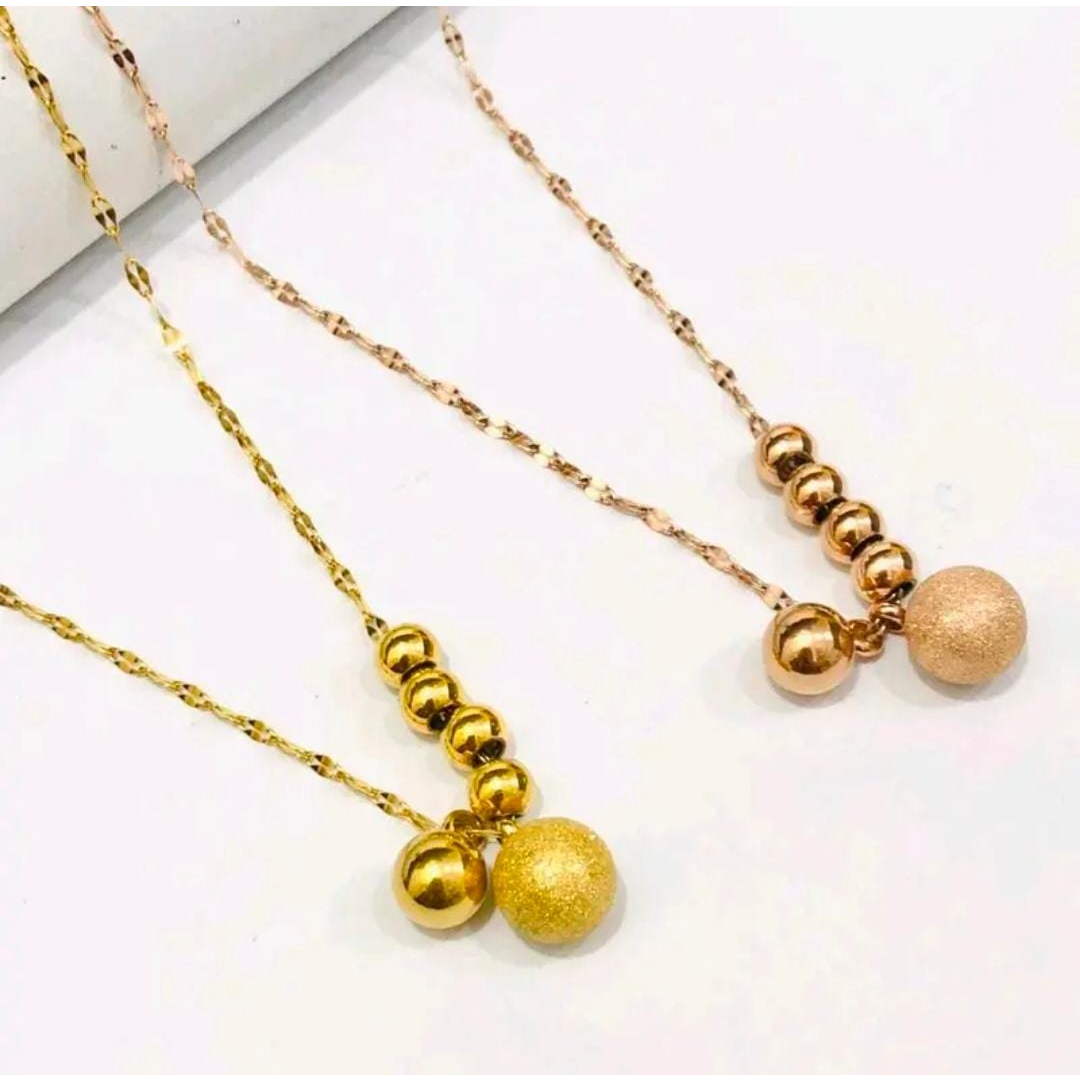 COD - Kalung Wanita Titanium Anti Karat Bola Liontin Rantai Kalung Perhiasan Emas / Kalung Titannium