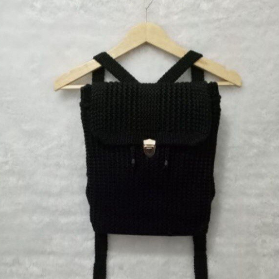 Tas Wanita Rajut Ransel backpack Polos gendong punggung kuliah sekolah anak cewek perempuan cewe wan