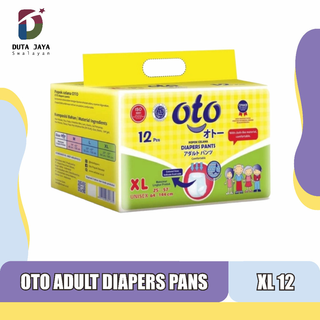 Oto Adult Diapers Pans Pempers Popok Dewasa Celana XL Isi 12 Pcs