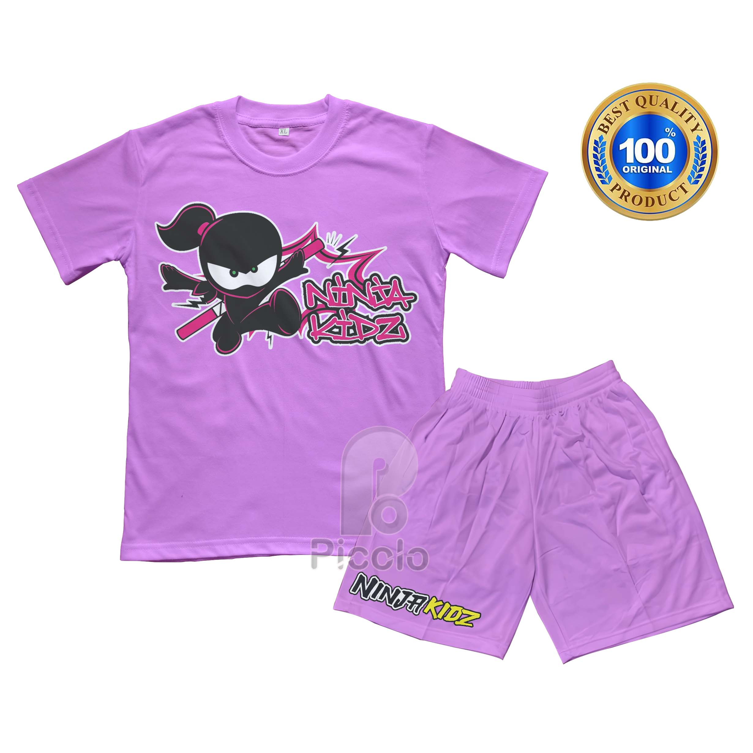 (FREE NAMA) BAJU KAOS SETELAN ANAK MOTIF KARAKTER NINJA KIDZ Bahan COTTUN