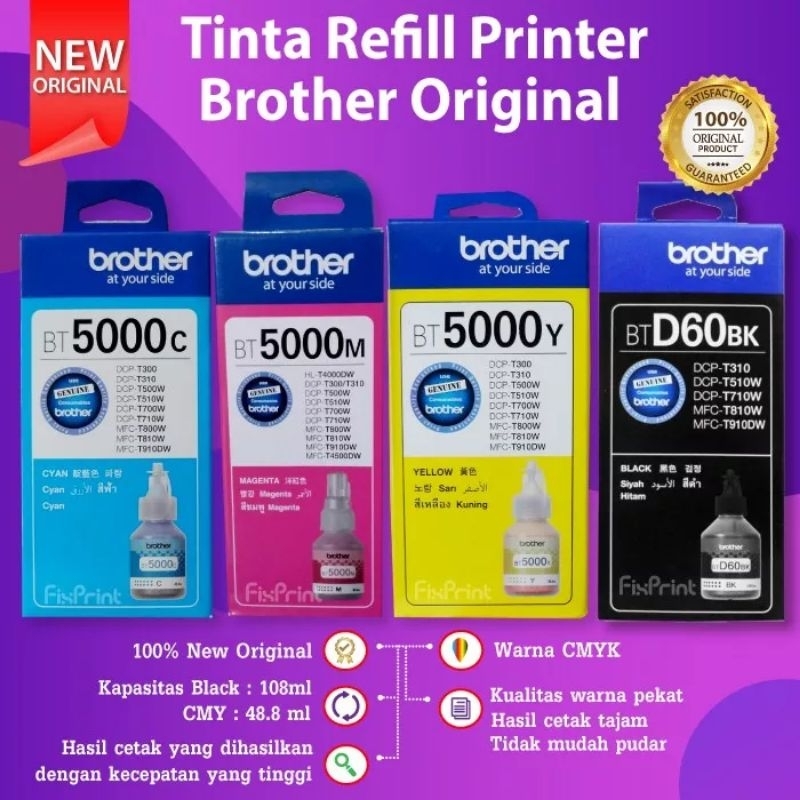 TINTA BROTHER BTD60Bk/ BT5000 untuk tipe printer L series T310 / T510W / T710W / T810W / T910DW / T920DW