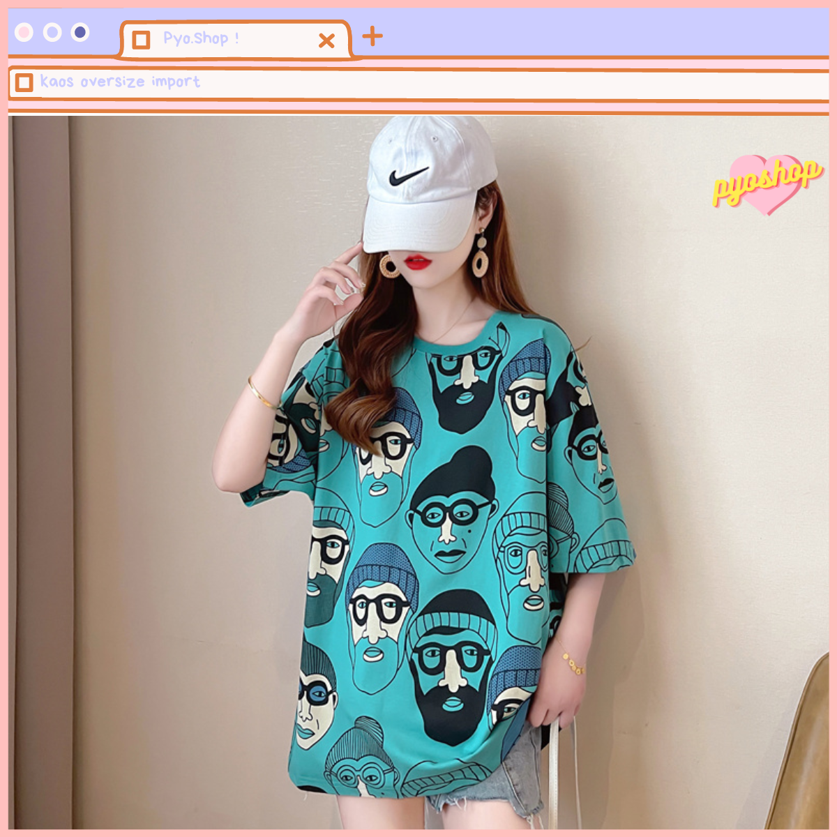 Oversize Tee Tshirt Kaos Import Longgar Motif Cartoon