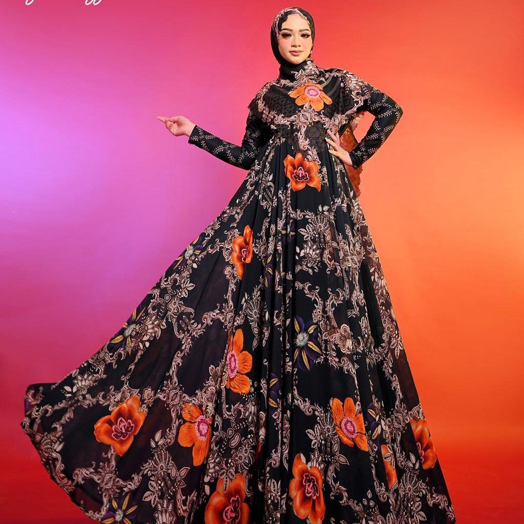 Gamis Syar'i Ceruty Mix Jesey Zavera Agoes Hanggono | Gamis Busui | Gamis Terbaru