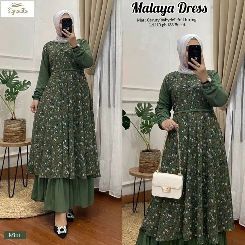 malaya dress gamis ceruty motif mix ceruty polos