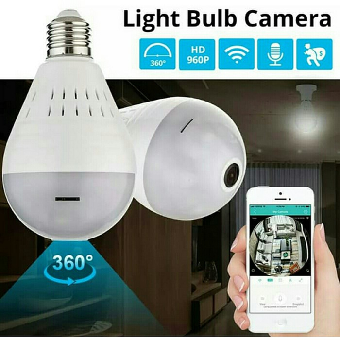 KAMERA LAMPU CCTV CAMERA PENGINTAI TERSEMBUNYI WIFI BOHLAM IP SPY HIDDEN CAMERA MURAH PENGINTIP JS16