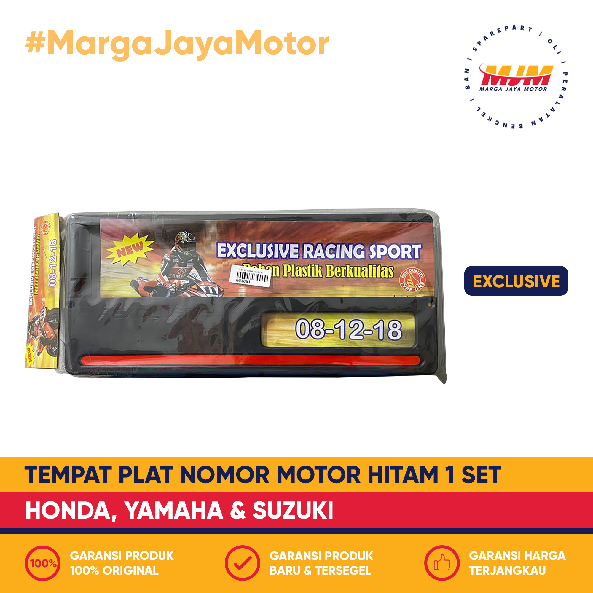 Tempat Plat Nomor Motor Cover Nomor Motor Hitam 1 Set