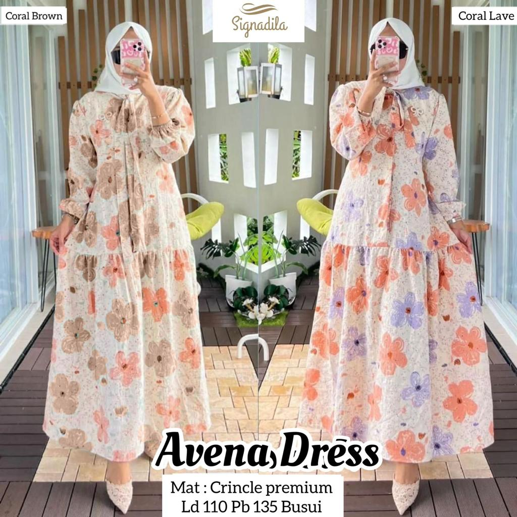 AVENA DRESS MAXY BY SIGNADILA BAHAN CRINKLE PREMIUM BUSUI MOTIF